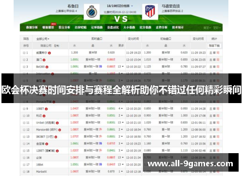 欧会杯决赛时间安排与赛程全解析助你不错过任何精彩瞬间